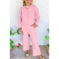 Pink Solid Quilted Pullover and Pants Outfit - XL thumbnail