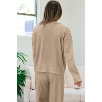 Smoke Gray Loose Textured Pullover and Pants Outfit - S thumbnail
