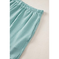Iceland Blue Ribbed Textured Knit Loose Fit Tee and Shorts Set - L thumbnail