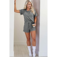 Laurel Green Waffle Knit Buttoned Top and Drawstring Shorts Set - XL thumbnail