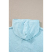 Beau Blue Textured Cropped Hoodie and Shorts Set - XL thumbnail