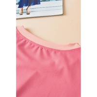 Peach Blossom Contrast Trim Cap Sleeve Tee Shorts Set - M thumbnail