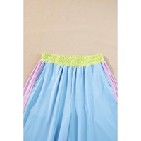 Sky Blue Color Block Detail Casual Two-piece Outfit - L thumbnail