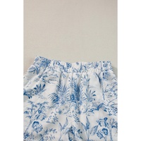 Sky Blue Floral Short Sleeve Shirt and Shorts Set - XL thumbnail