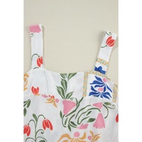 White Colorful Printed Square Neck Tank and Wide Leg Pants Set - XL thumbnail