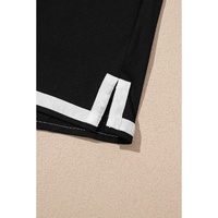 Black Contrast Trim Tee and Shorts Set - L thumbnail