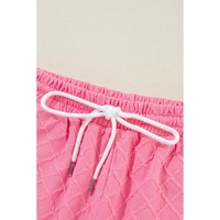 Sachet Pink Checkered Textured Tee and Drawstring Shorts - S thumbnail