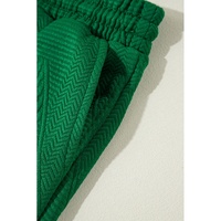 Dark Green Ruffled Sleeve Summer Top and Cropped Loose Pants Set - XL thumbnail