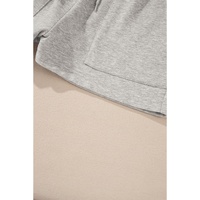 Light Grey Solid Pullover Sweatshirt and Shorts 2 Piece Set - L thumbnail