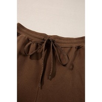 Coffee Solid Color High Low Pullover and Skinny Pants Set - S thumbnail