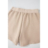 Parchment Solid Color Quilted Long Sleeve Top and Shorts Set - L thumbnail