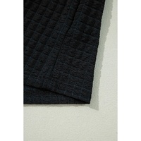 Color black Textured Knit Cap Sleeve T Shirt and Wide Leg Pants Set - XL thumbnail
