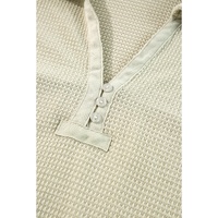 Parchment Textured Buttoned Long Sleeve Top 2 Piece Shorts Set - XL thumbnail