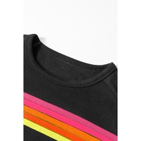 Black Striped Accent Pullover and Shorts Two Piece Casual Set - S thumbnail