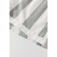 Gray Stripe Mixed Print Short Sleeve Top and Pocketed Shorts Set - M thumbnail