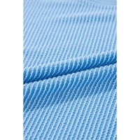 Blue Solid Corded Knit Short Sleeve T Shirt and Wide Leg Pants Set - M thumbnail
