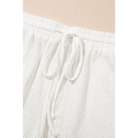 Jet Stream Textured Patched Pocket Short Sleeve Top Drawstring Shorts Set - L thumbnail