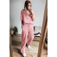 Apricot Pink Half Sleeve T-Shirt & Cargo Sweatpants Set - S thumbnail