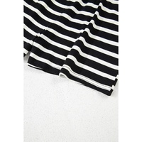 Black White Striped Short Sleeve Top and Shorts Set - M thumbnail