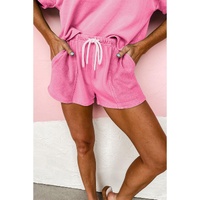 Bonbon V Neck Drop Shoulder Tee and Patchwork Drawstring Shorts Set - XL thumbnail