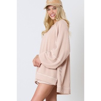Jet Stream Corded Lantern Sleeve Top High Waist Ruffled Mini Skirt Set - L thumbnail