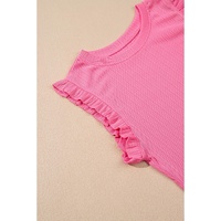 Bonbon Textured Ruffle Trim Crop Vest Lace-up Long Skirt Set - L thumbnail