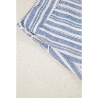 Sky Blue Stripe Buttoned Office Waistcoat Mini Skirt Set - L thumbnail