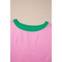 Bonbon Colorblock Edge Drop Shoulder T Shirt and Skort 2Pcs Set - L thumbnail