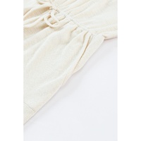 Azura Exchange Beige Ribbed Elastic Waist Romper - L thumbnail