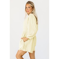 Apricot Solid Color High Waist Long Sleeve Romper - S thumbnail