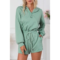 Blue French Terry Hoodie Romper - L thumbnail