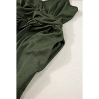 Moss Green Spaghetti Straps Cinched Waist Ribbed Romper - L thumbnail
