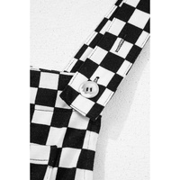 Black Checkered Print Pocketed Wide Leg Jumpsuit - M thumbnail