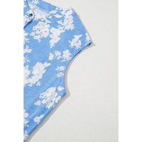 Myosotis Floral Print Half Button Wide Leg Relaxed Sleeveless Jumpsuit - L thumbnail