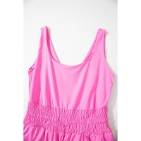 Sachet Pink Plain Sleeveless Loop Drawstring Cinched Waist Romper - L thumbnail