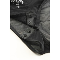 Black Rhinestone Sheer Mesh Long Sleeve Bodysuit - M thumbnail