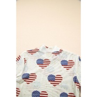 White Americana Glitter Mesh Long Sleeve Bodysuit - M thumbnail
