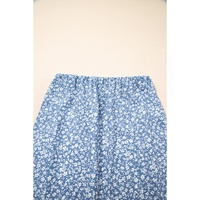 Sky Blue Boho Floral High Waist Long Skirt with Side Split - L thumbnail