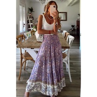Azura Exchange Floral Print High Waist Maxi Skirt - L thumbnail