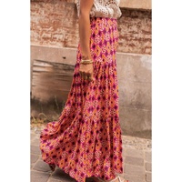 Rose Vintage Boho Floral Print Tiered Maxi Skirt - XL thumbnail
