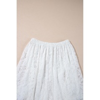 White Lace Ruffled High-low Hem Midi Skirt - L thumbnail