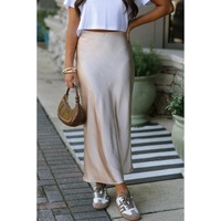 Jet Stream Satin Solid High Waist Maxi Skirt - XL thumbnail