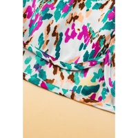 Light Blue Leopard High Waisted Athletic Shorts - L thumbnail