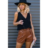 Azura Exchange Pleated Faux Leather Casual Shorts - 14 US thumbnail