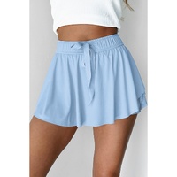 Sky Blue Drawstring High Waist Lined Tennis Skorts - S thumbnail