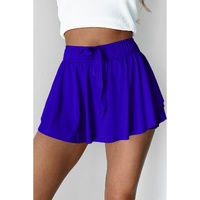 Dark Blue Drawstring High Waist Lined Tennis Skorts - L thumbnail