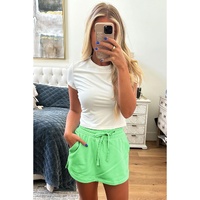 Light Green French Terry Drawstring Mini Skort with Pockets - L thumbnail