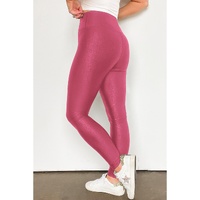 Rose Red Crossed Dip Waist Sleek Leather Leggings - L thumbnail