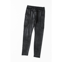 Black V Crossover High Waist Pocketed Leggings - L thumbnail