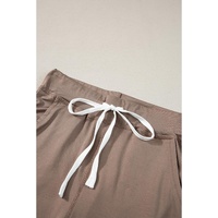 Dark Brown Drawstring Waist Pocketed Joggers - L thumbnail
